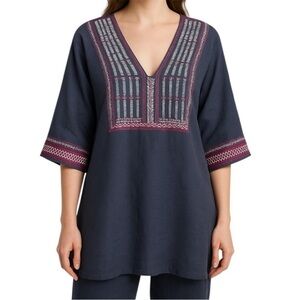 CAbi Vintage Linen Embroidered Tunic Top NWT